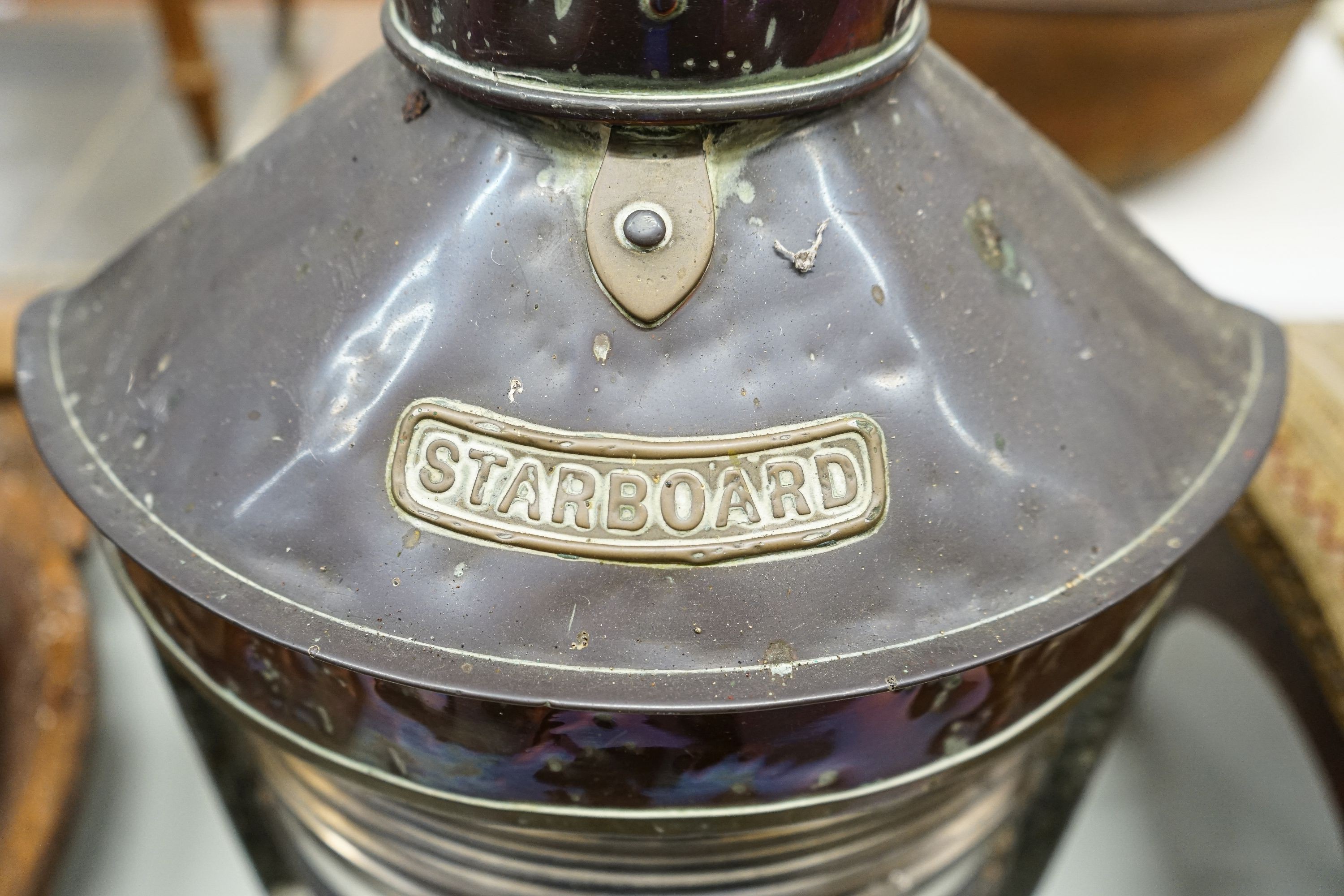A William McGeoch & Co ship's copper starboard lantern, height 56cm